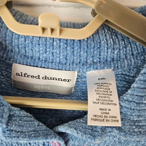 Alfred Dunner Sweater Womens PXL Blue Floral Embroidered Chenille Knit Spring - Picture 8 of 9